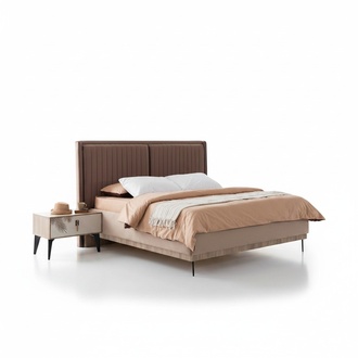Braunes Doppelbett Designer Schlafzimmer Möbel Polster Luxus Betten