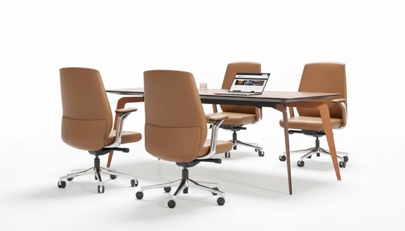 Büro Set 4x Konferenzstühle & Konferenztisch Komplettset