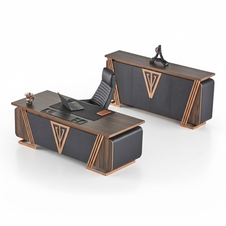 Büroeinrichtung Schreibtisch Bürostuhl Sideboard Schwarz Braun Bürotisch