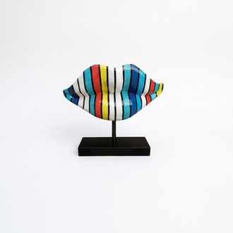 Bunte Lippen Design Figur Statue Skulptur Deko Statuen Dekoration Figuren