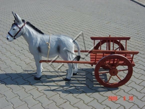 Design Esel mit Wagen Figur Garten Statue Skulptur Figuren