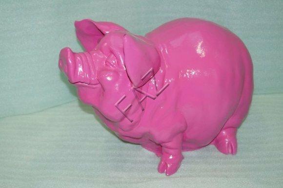 Design Schwein Figur Statue Skulptur Figuren Skulpturen Rosa Dekoration