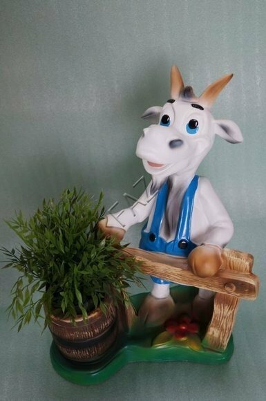 Design Vase Ziege Skulptur Statue Statuen Figuren Skulpturen Garten