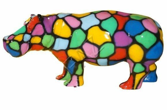 Design Nilpferd Figur Statue Skulptur Figuren Skulpturen Abstrakt Dekoration