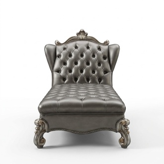 Chaiselongues Chesterfield Liege Chaise Leder Sofa Relax Silber Barock