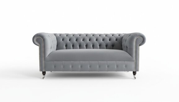 Cheserfield Samt Sofa 2 Sitzer Designer Deko Couchen Couch Stoff Textil