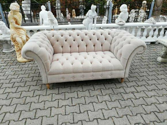 Design Chesterfield Textil Stoff Sofa 2-Sitzer Stoff Couch Polster