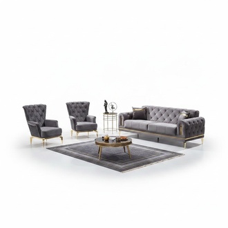 Chesterfield 2x Sessel Textil Polstermöbel Luxus Polster Sitz Wohnzimmer