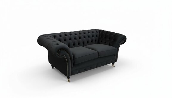 Chesterfield 2 Sitzer Couch Textil Stoff Sofa Möbel Edles Design Samt