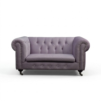 Chesterfield 2 Sitzers Klassische Luxus Barock Rokoko Textil Sofa Leder
