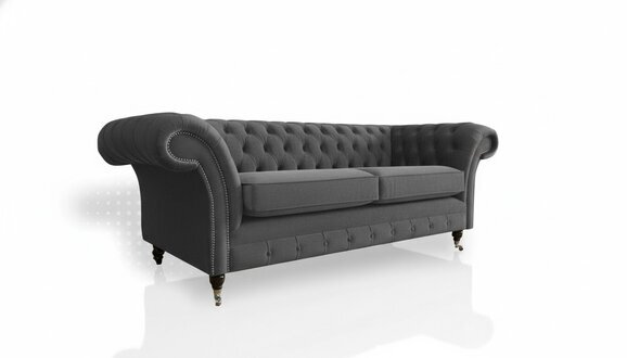 Chesterfield 3Sitzer Graue xxl bix Sofas Möbel Neu Wohnzimmer Modern