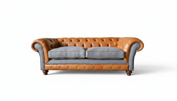 Chesterfield 3 Sitzer Braun Leder Wohnzimmer Design Couchen Sofa Sofa