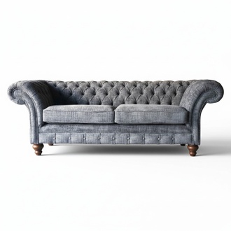 Chesterfield 3 Sitzer Couch Polster Sitz Textil Stoff Couchen Sofa Neu