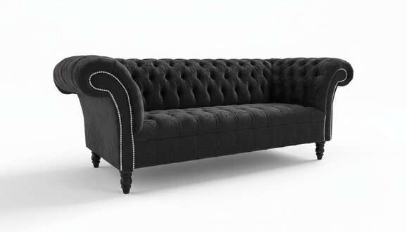 Chesterfield 3 Sitzer Couch Polster Sitz Textil Stoff Leder Deko Couchen