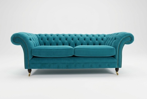 Chesterfield 3 Sitzer Couch Polster Sitz Textil Stoff Leder Couchen Sofa Sofas