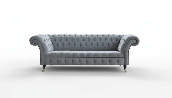 Chesterfield 3 Sitzer Hellgrau Neu Wohnzimmer Modern Design Sofa Graue