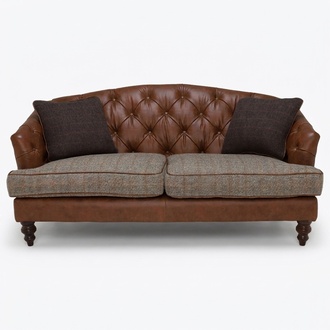Chesterfield 3 Sitzer Klassische Luxus Rokoko Barock Textil Sofa Leder