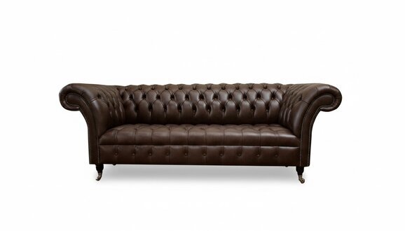 Chesterfield 3 Sitzer Leder Braune Sofa Textil Couchen Möbel Wohnzimmer