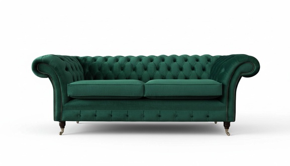 Chesterfield 3 Sitzer Polster Couch Sofa Textil Modern Stil Stoff
