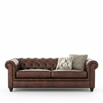Chesterfield 3 Sitzer Polster Couch Antik Stil Leder Couchen Textil Stoff
