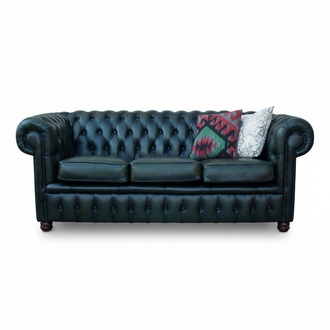Chesterfield 3 Sitzer Polster Couch Leder Stoff Sofa Couchen Textil