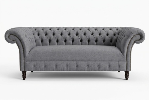 Chesterfield 3 Sitzer Polster Couch Leder Sofa Couchen Textil Modern Stil Stoff