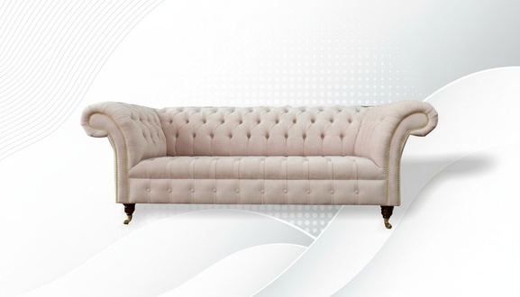 Chesterfield 3 Sitzer Rosa Stoff Wohnzimmer Design Couchen Sofa Sofas