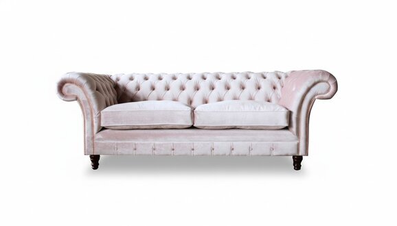Chesterfield 3 Sitzer Rosa Stoff Wohnzimmer Design Couchen Polster Sofa