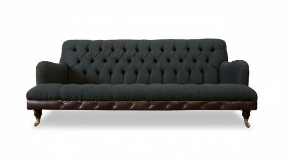 Chesterfield 3 Sitzer Schwarz Textil Design Couchen Polster Sofas Neu big xxl