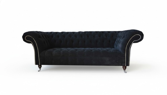 Chesterfield 3 Sitzer Sofa Schwarz Stoff Wohnzimmer Couchen Polster