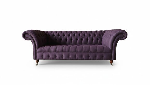 Chesterfield 3 Sitzer Stoff Wohnzimmer Textil Lila Design Violett Sofa Möbel