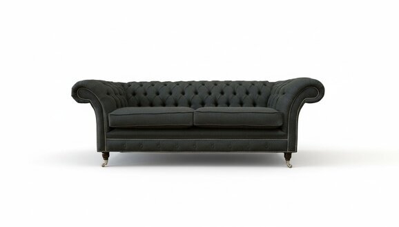 Chesterfield 3 Sitzer Textil Dunkelgrau Modern Design Couchen Sofa couch