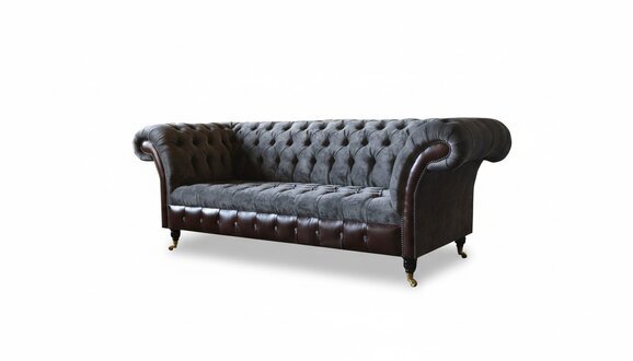 Chesterfield 3 Sitzer Wohnzimmer Couch Sofa Polster Sitz Textil Stoff