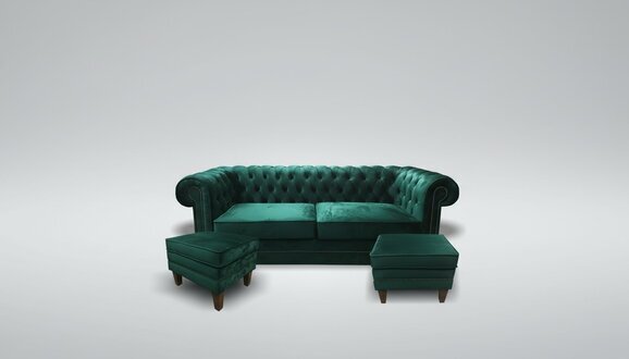 Chesterfield 3-Sitzer XXL Big Sofa Stoff Hocker Sofagarnitur Textil