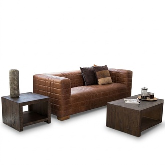 Chesterfield 3 Sitzers Luxus Raster Sofa Textil Leder Couch Designer