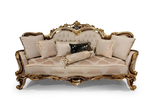 Chesterfield Barock Dreisitzer Couch Möbel Sofa Couchen Stoff Beige