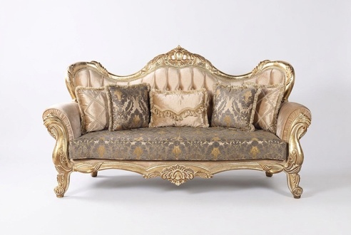 Chesterfield Barock Dreisitzer Couch Möbel Sofa Stoff Gold Couchen