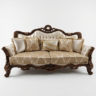 Chesterfield Barock Dreisitzer Möbel Sofa Couchen Stoff Gold Couch