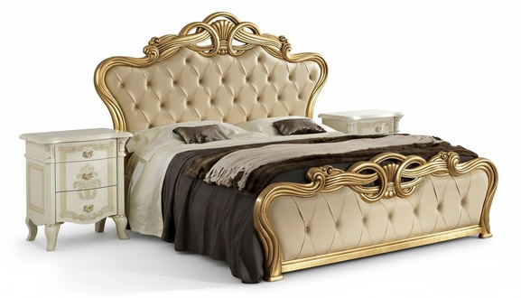 Chesterfield Bett Möbel Barock Gold Betten Möbel Goldenes Doppelbett Design Neu