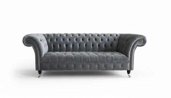 Chesterfield Big Textil Design Wohnzimmer Couch Sofa Polster Dekor 3 Sitz