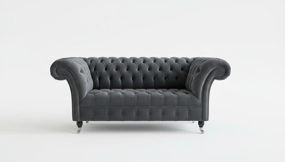 Chesterfield Big Textil Design Wohnzimmer Couch Sofa Polster 2 Sitz Leder #123