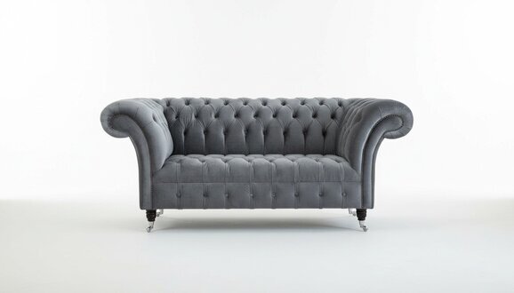 Chesterfield Big Textil Design Wohnzimmer Couch Sofa Polster 2 Sitz