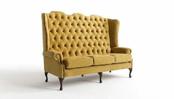Chesterfield Big Textil Design Wohnzimmer Dekor Couch Sofa Polster 3 Sitz