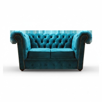 Chesterfield Blau Sofa Zweisitzer Couch Wohnzimmer Einrichtung Neu Textil