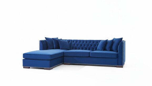 Chesterfield Blaue Designer Couch Eck Sofa Couch Garnitur Textil Stoff