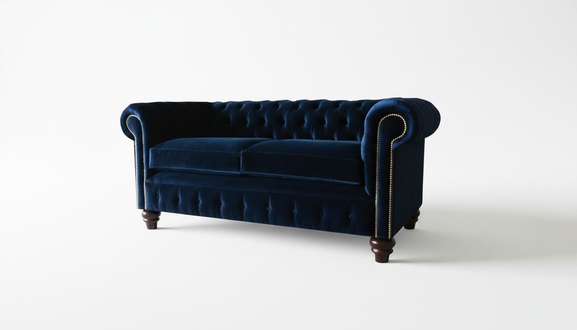 Chesterfield Blaue Wohnzimmer Modern Design Couchen Sofa Neu Samt