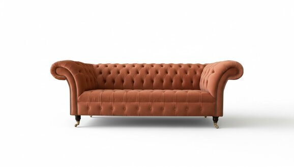 Chesterfield Braun Dreisitzer Stoff Wohnzimmer Design Polster Sofa Neu