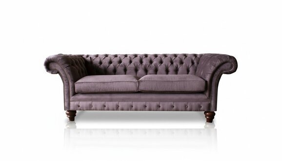 Chesterfield Couch Polster Klassischer Leder Textil 3 Sitzer Sofa Dreisitzer