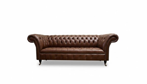 Chesterfield Couch Polster Sofas Klassische Leder 3 Sitzer Couchen Sofa Braun