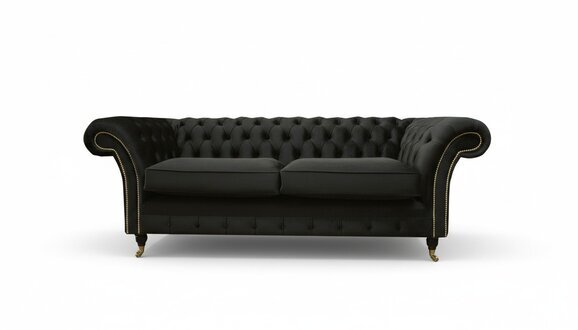 Chesterfield Couch Polster Sofas Klassischer Textil Schwarz Sofa 3 Sitzer
